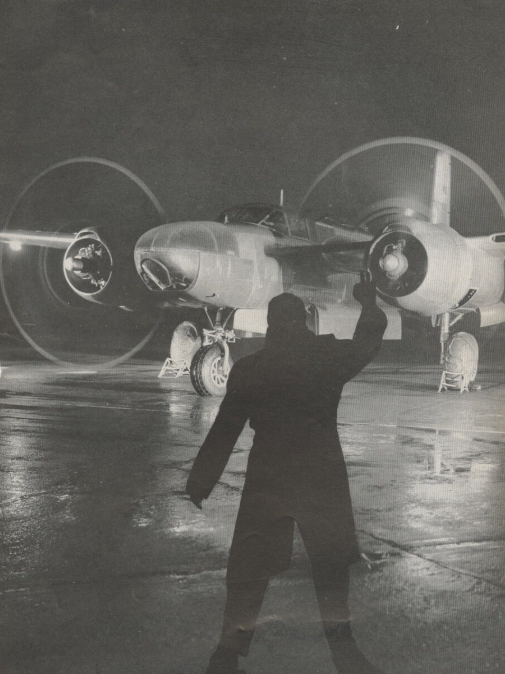 three quarter shot of a-26 prepping for taxi