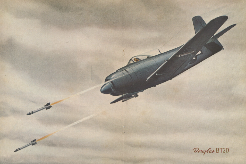 Cover of June-July 1947 featuringa full color fully loaded AD-2