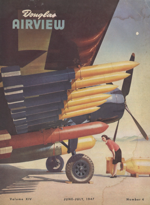 Cover of June-July 1947 featuringa full color fully loaded AD-2