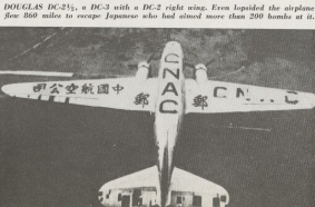 DC-3 body with a DC-2 right wing and just enough nuts and bolts to get it home again.