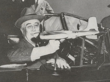 FDR visits Tulsa factory and is handed a model A-26.